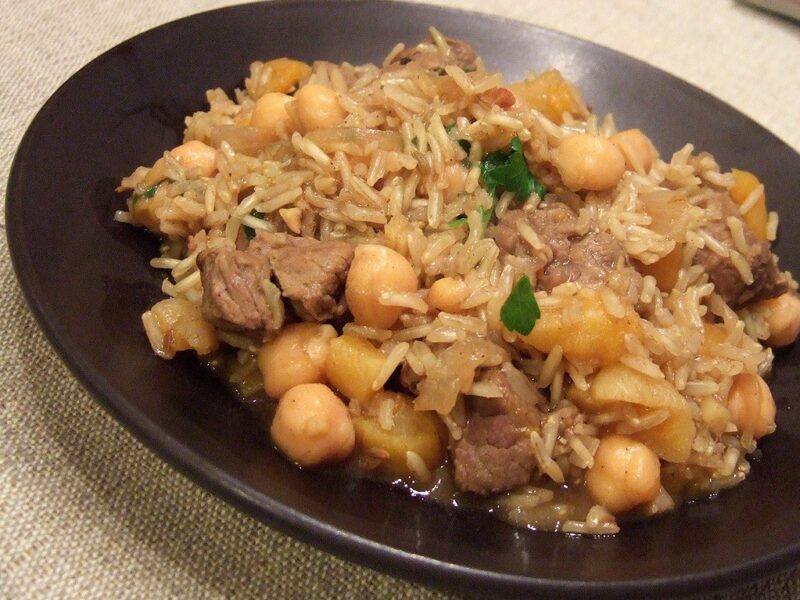 Moroccan lamb and chickpea pilaf